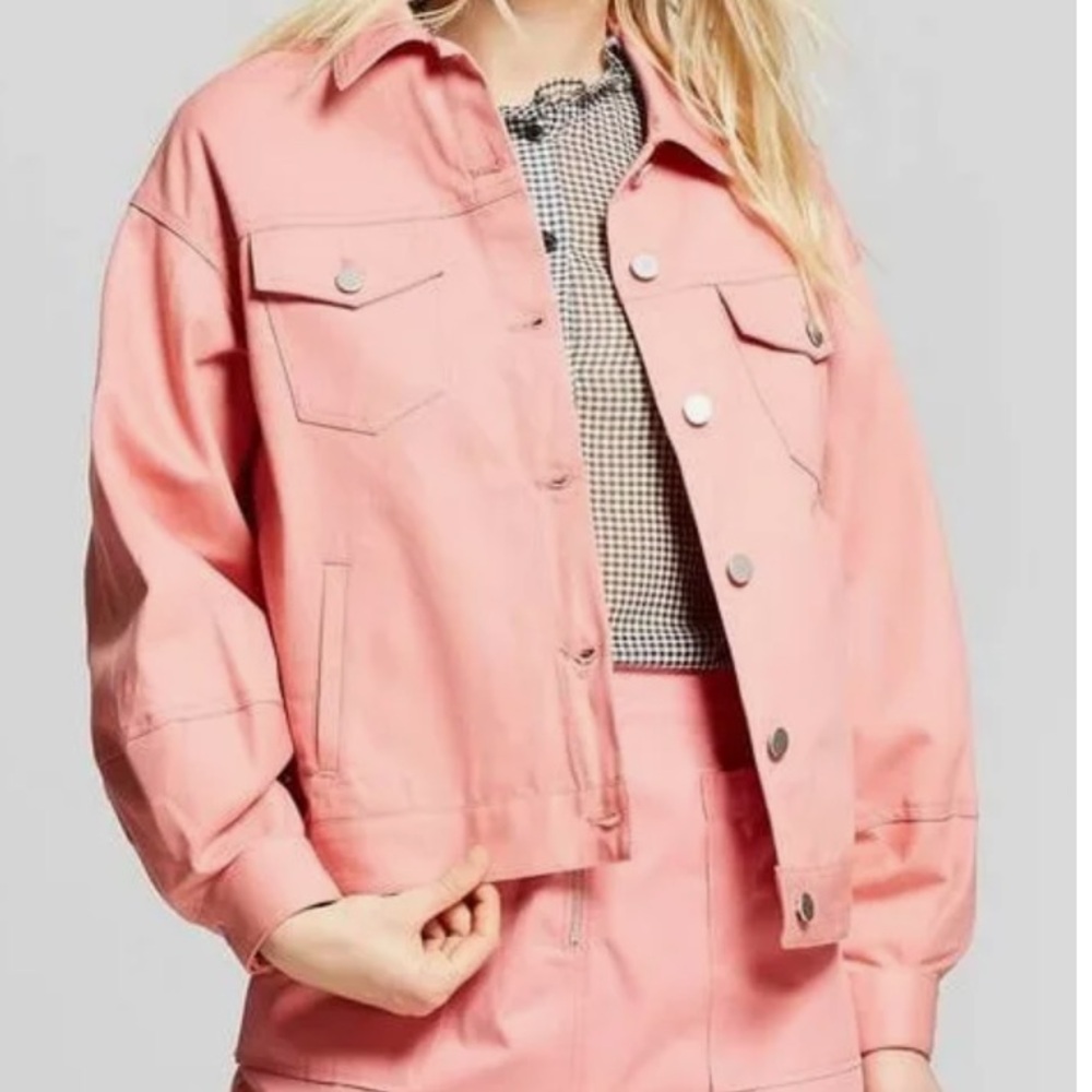 Who What Wear Denim Jacket | peach pink | S